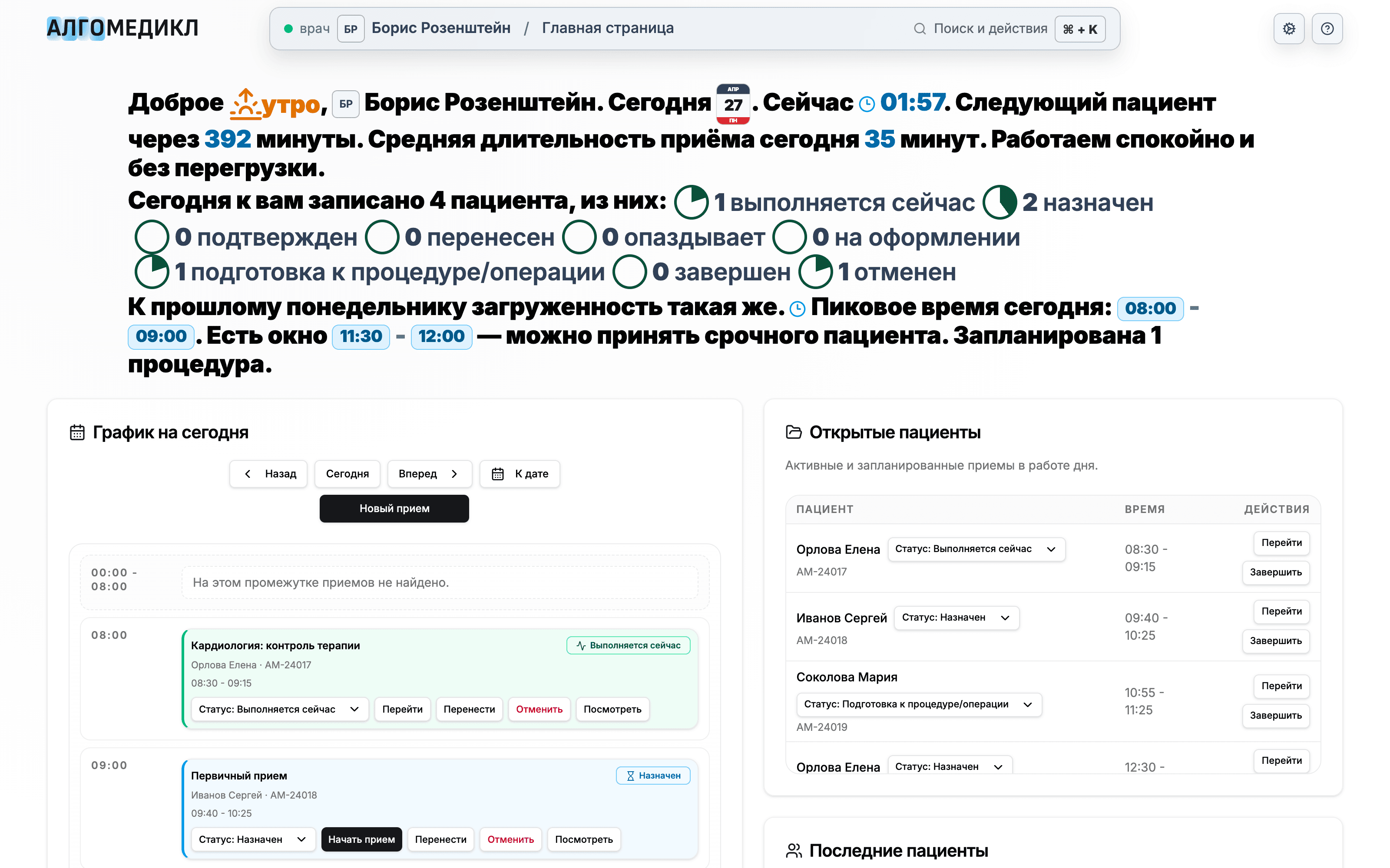 Алгомедикл: рабочий день врача в одном окне